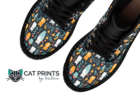 Chic Cat-Themed Women's Canvas Boots - Trendy, Comfortable, and Eye-Catching Footwear