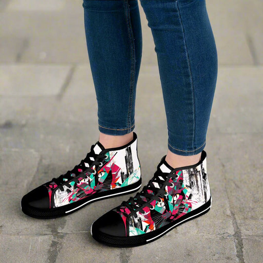 Cat Walkin' Wonders: Fierce Feline High Top Sneakers for Women