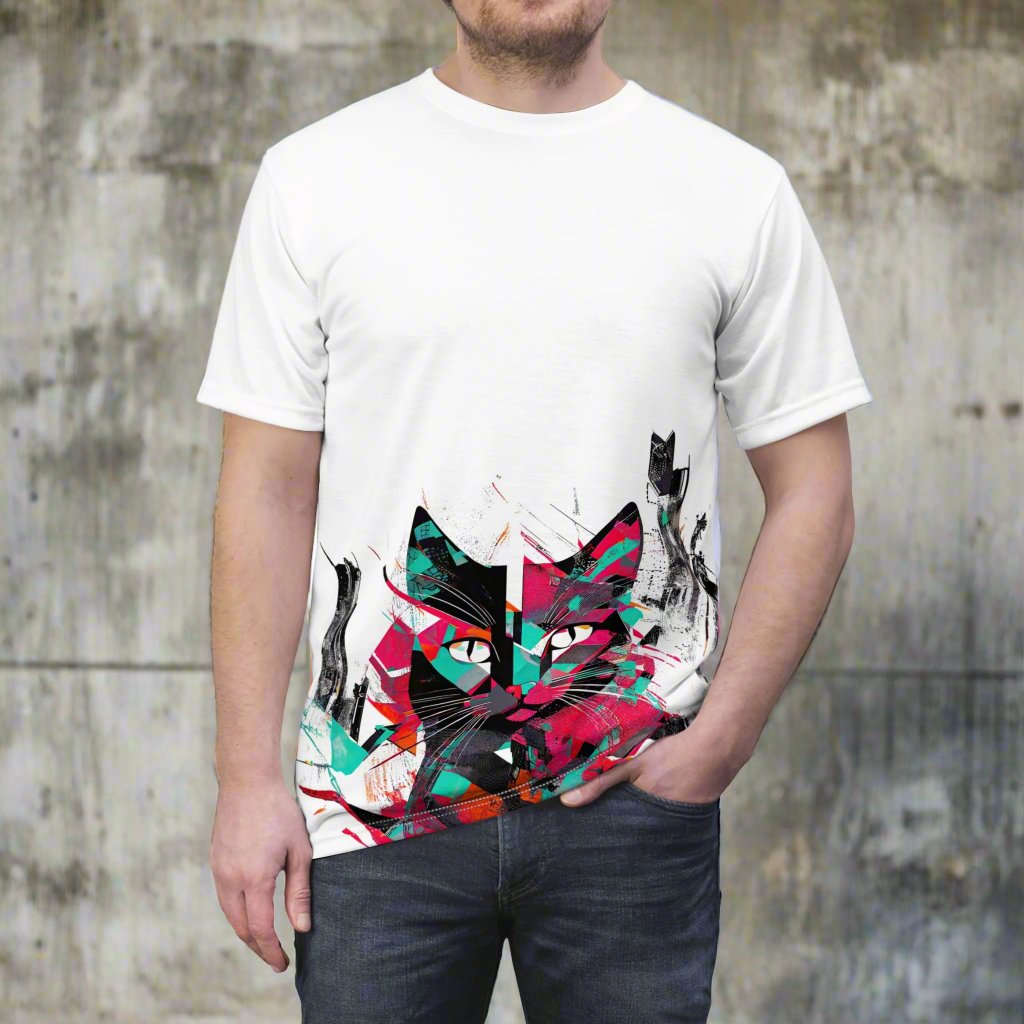 Catitude in Color: Bold Cat Tee for Fierce Feline Fans, Unisex Cut & Sew Tee