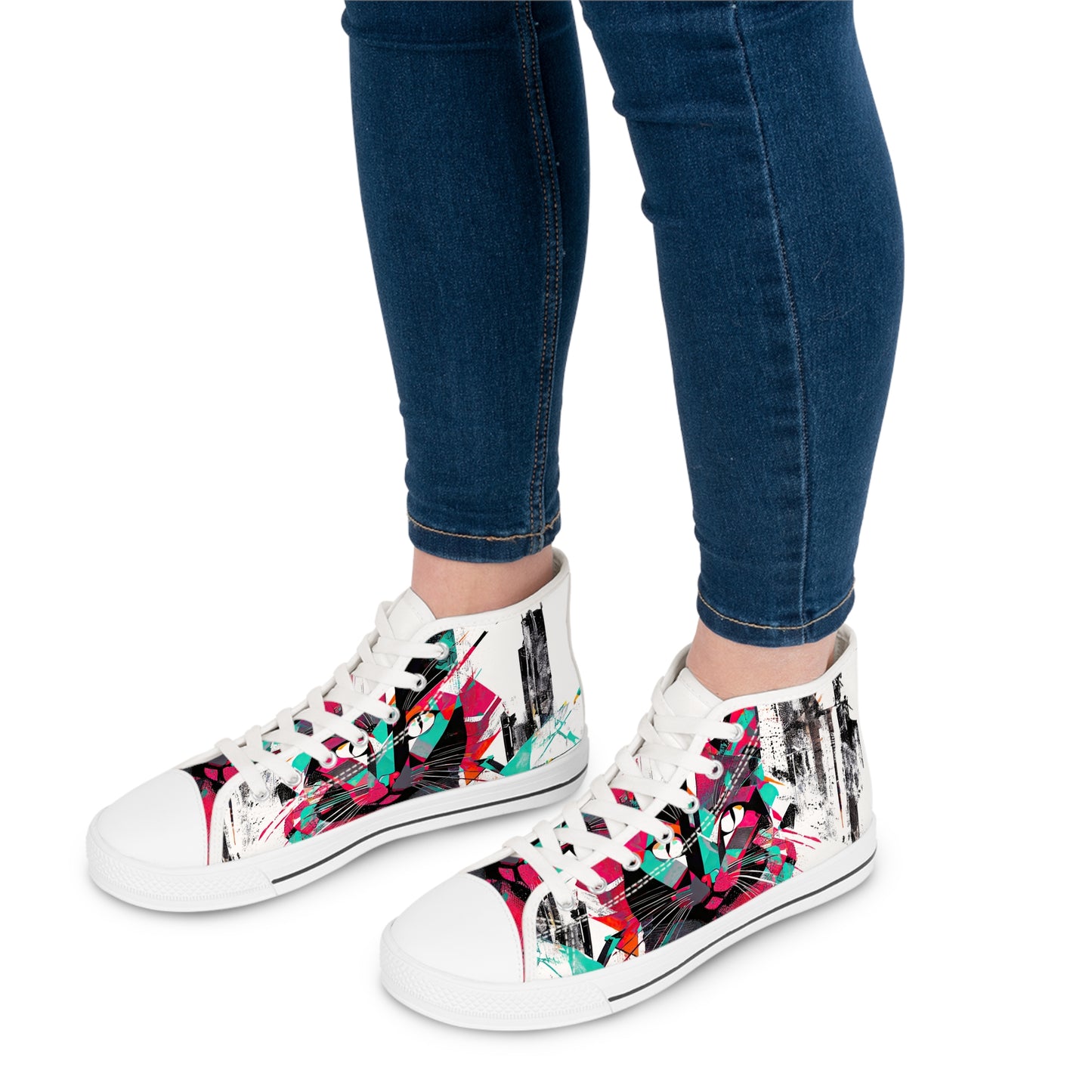 Cat Walkin' Wonders: Fierce Feline High Top Sneakers for Women