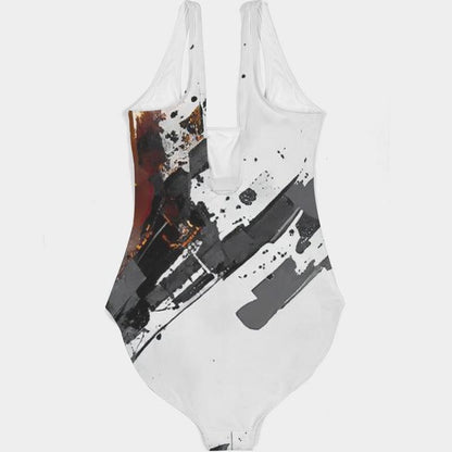 Cosmic Calico - Modern Abstract Cat Art Women's All-Over Print One-Piece Swimsuit