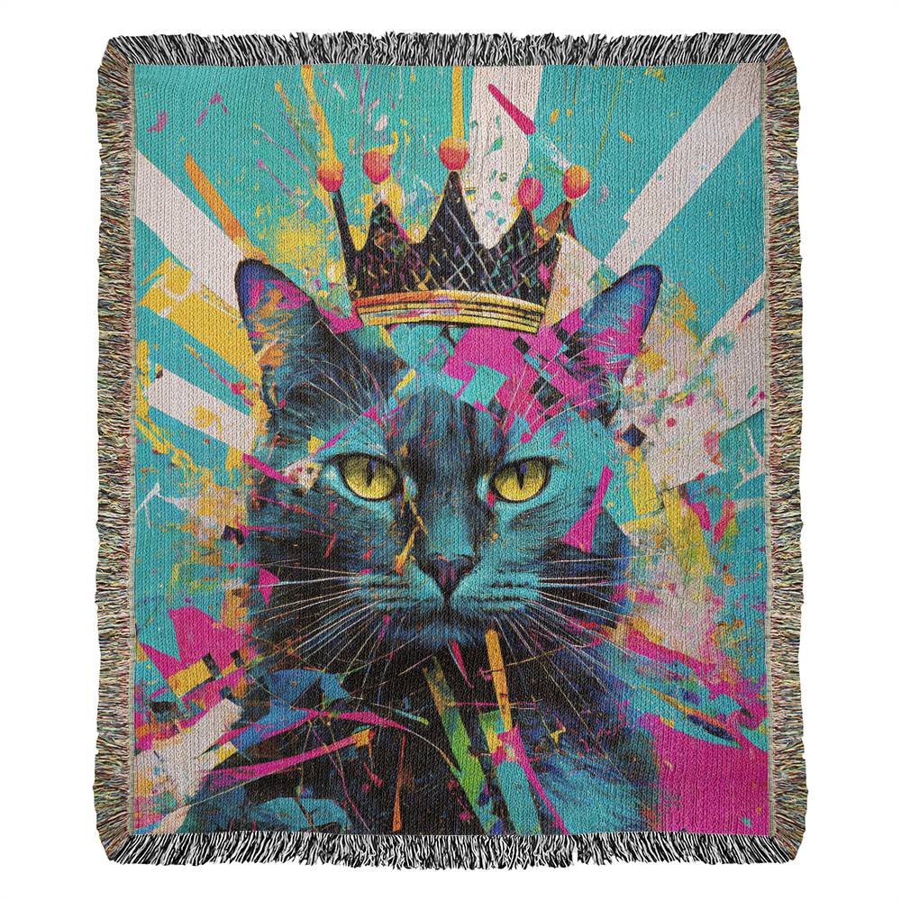 Majestic Cat Woven Blanket – Vibrant, Cozy, and Perfect for Cat Lovers