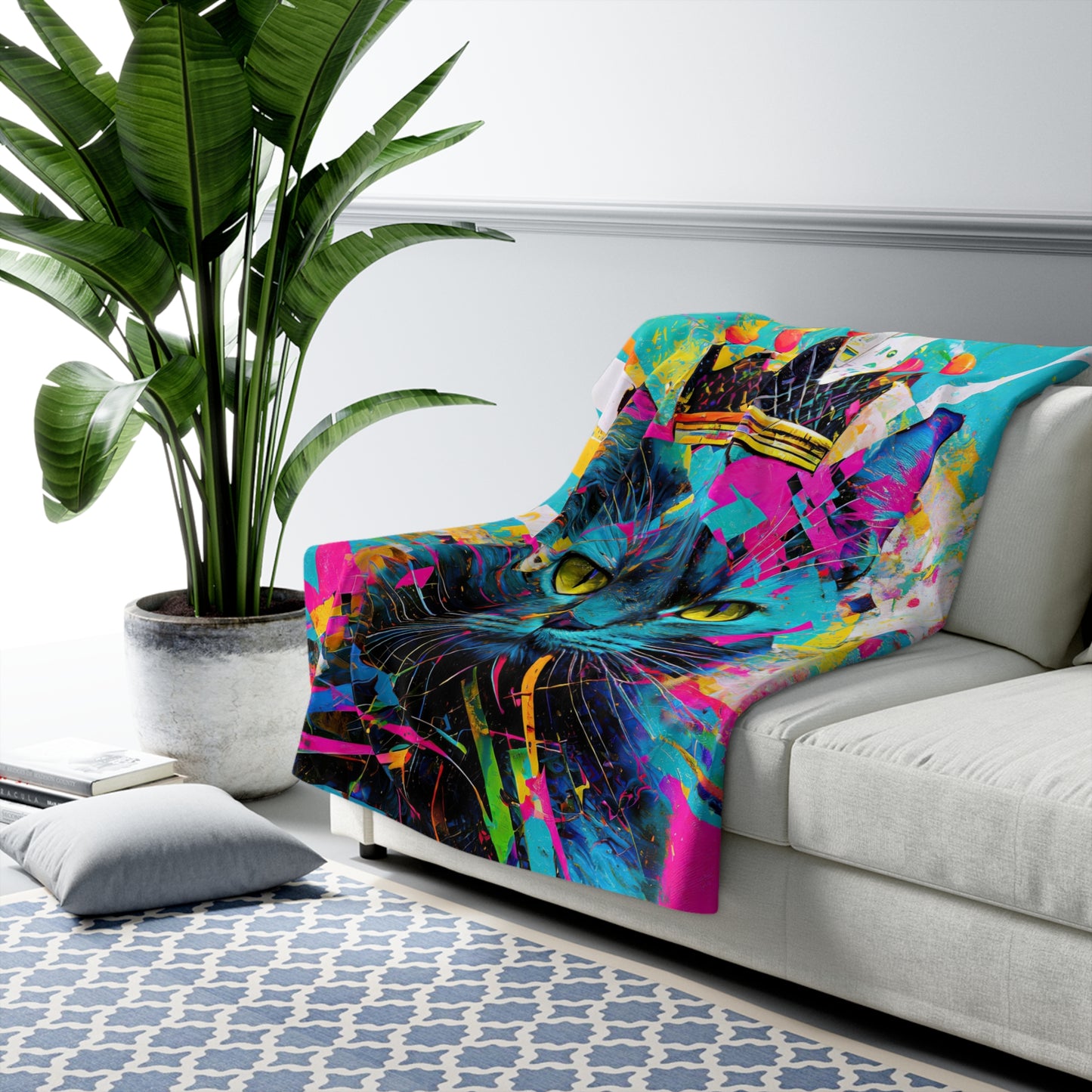 Regal Cat Maximalist Fleece Blanket: Ultimate Cozy Companion