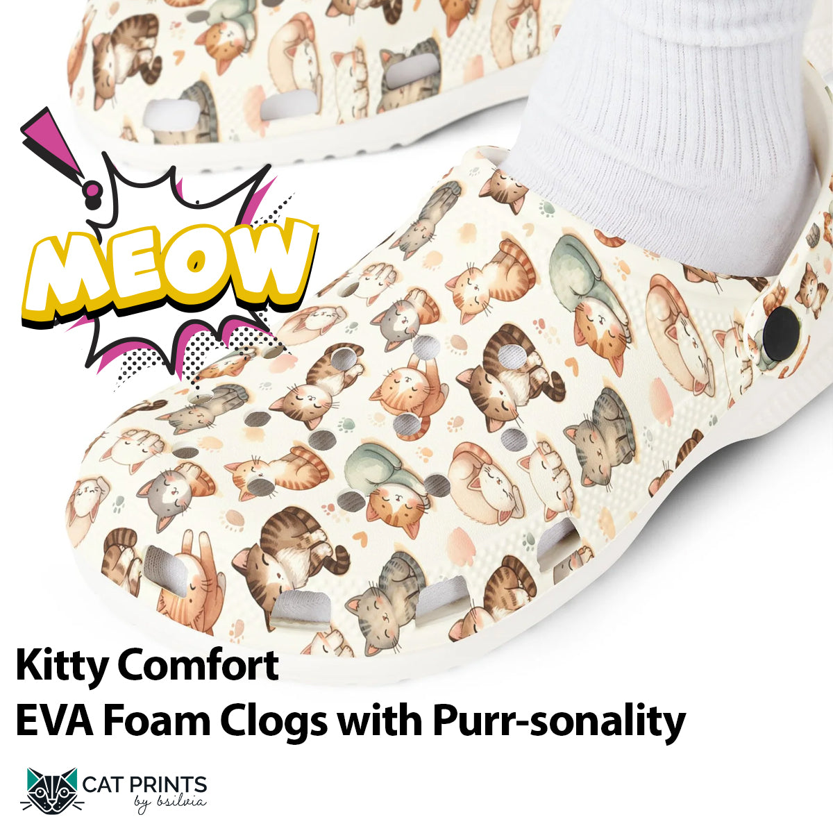 Kitty Comfort: EVA Foam Clogs with Purr-sonality